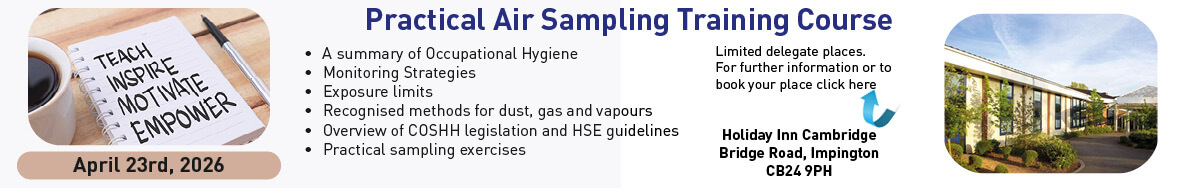 Our next Practical Air Sampling Training Course is being held in Cambridge on the 23rd April 2026