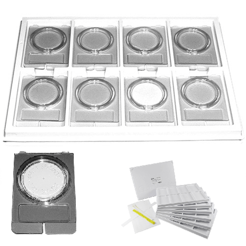 225-8301 Static-dissipative clamshell design minimises sample loss and locks the filters into place away from any surface.