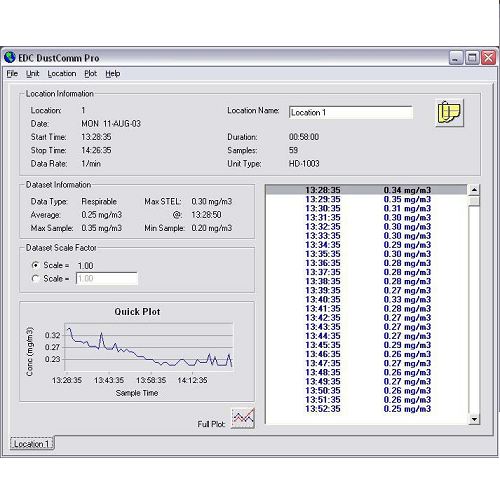 Screenshot of DustComm Pro Software after download from a pump