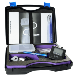 Single pump carry case with foam cutouts for charger and accessories, and useful pockets for manual, tubing, etc
