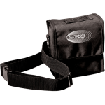 Black nylon pump pouch with adjustable waist belt and shoulder strap