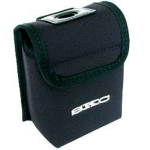 Black nylon pump pouch with adjustable waist belt and shoulder strap