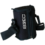 Noise-reducing Black nylon pouch with adjustable waist belt and shoulder strap