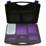 Single pump carry case with foam cutouts for charger and accessories